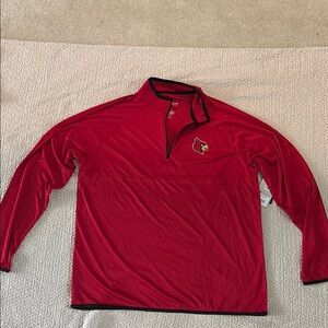 Colosseum UofL Cardinals Red and Black Quarter-Zip Sweatshirt Size Large